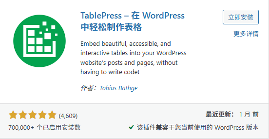 TablePress插件