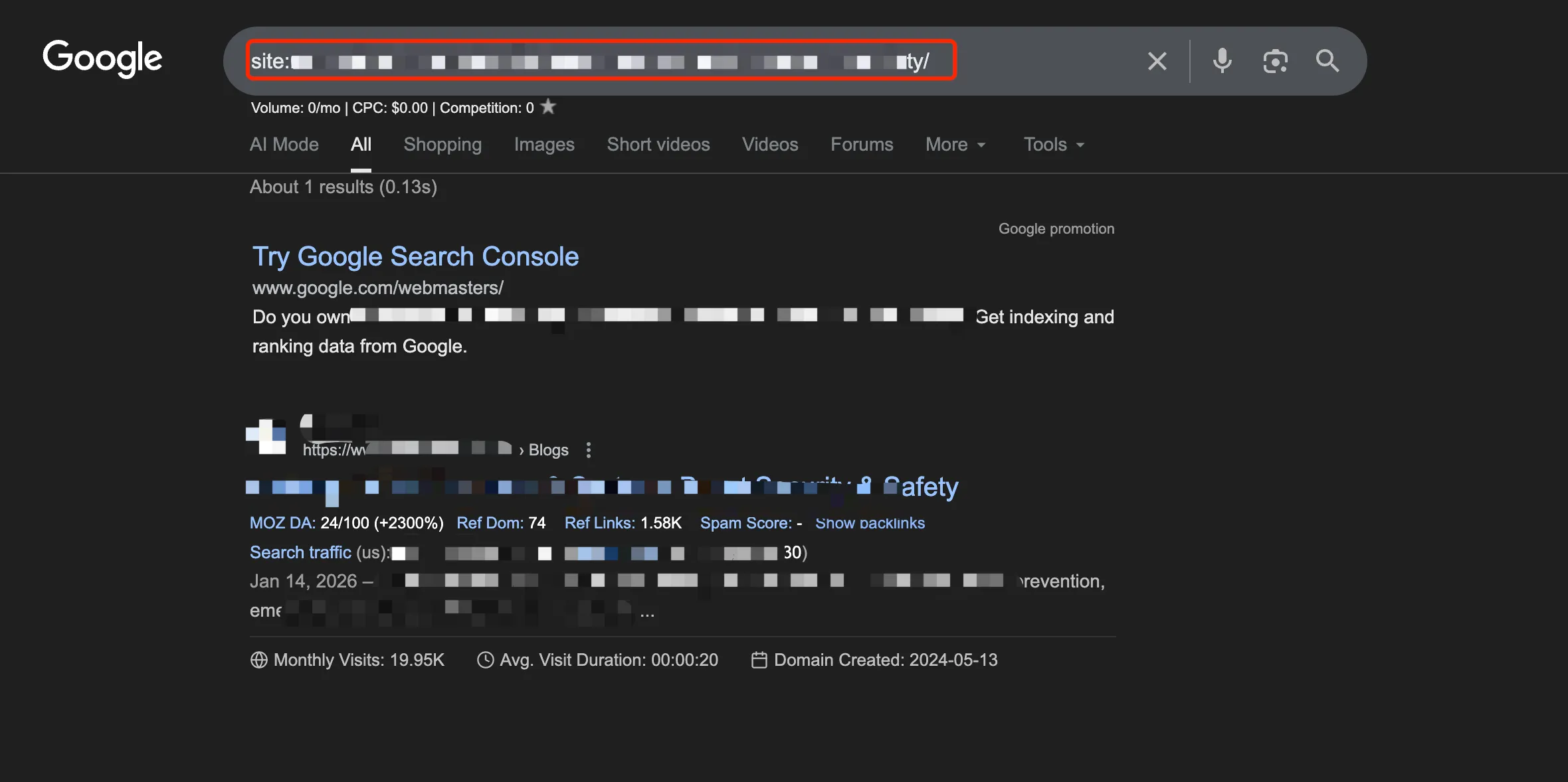 site文章是否被收录指令