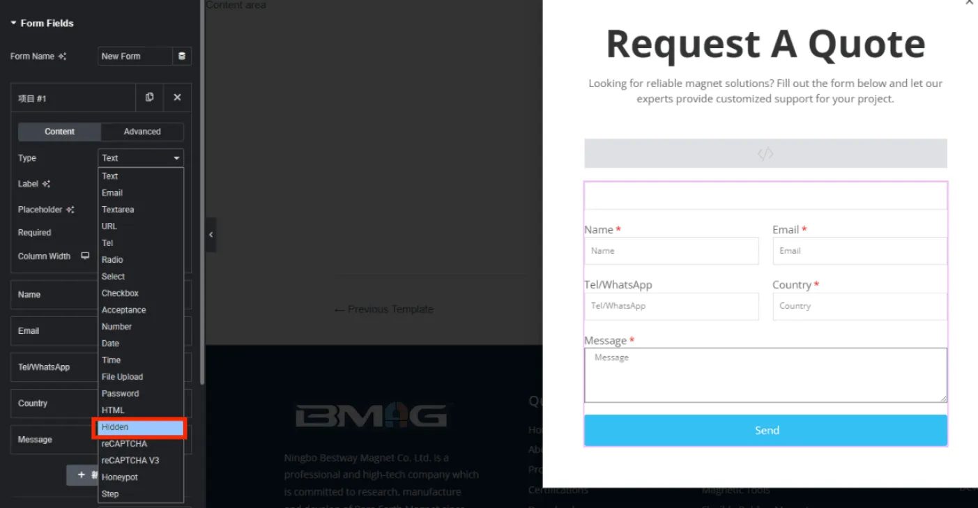 在form组件里添加隐藏字段1